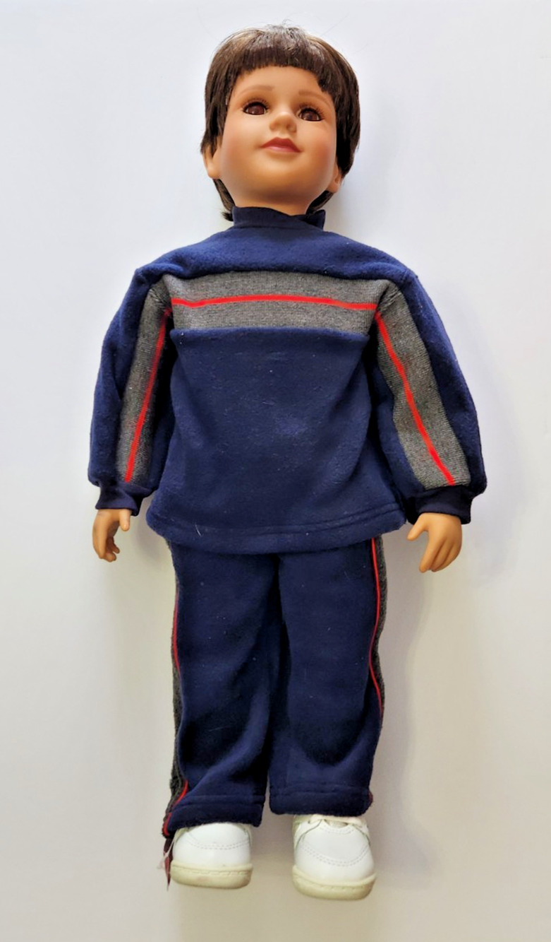 2007 My Twinn Boy Doll 23" Brunette Hair Red Brown Eyes Blue Velour Outfit Shoes